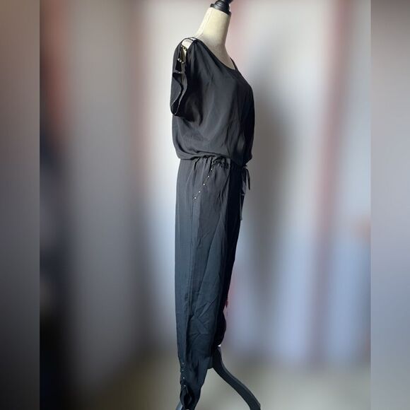 Limited Black Nylon Short Sleeve Jumpsuit w/Bronze Studs (Size: 10) - Picture 9 of 12